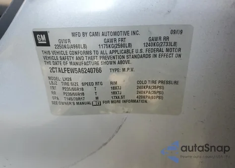 2010 GMC Terrain Slt из США, поврежденный, VIN 2CTALFEW5A6240766